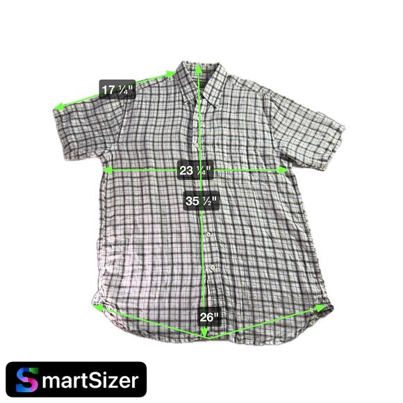 Orvis Men's Large 100% Linen White Blue Yellow Plaid S/S Button Up Shirt Summer - Picture 7 of 7